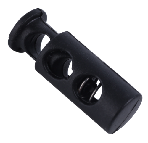  Фиксатор для шнура 2 отверстия Цилиндр L5D цв.Черный (уп.50/500 шт.)  ТриКатушки