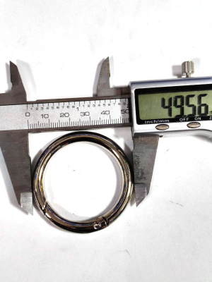  Кольцо-карабин  07730, металл, 40х6 мм, цвет никель (уп.9/100шт)  ТриКатушки