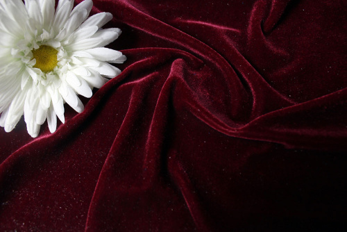  Ткань 3001 Бархат стрейч, ш.150см., №101 цв.красный  ТриКатушки